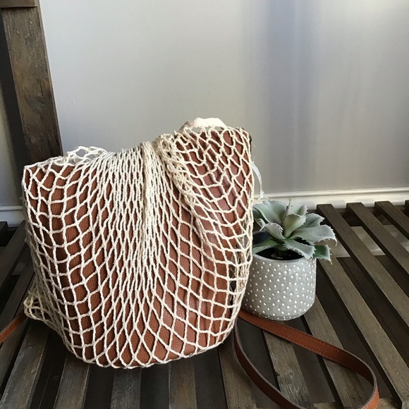 Francesca's Collections Handbags - Francesca’s Knit Cross Body Bucket Bag